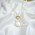Collar de Corazón Doble| Baño de oro