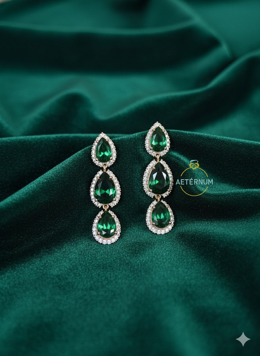 Aretes Verdes 💚| Baño de oro