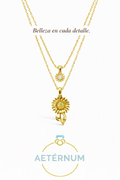 Collar de girasol doble🌻 |Baño de oro