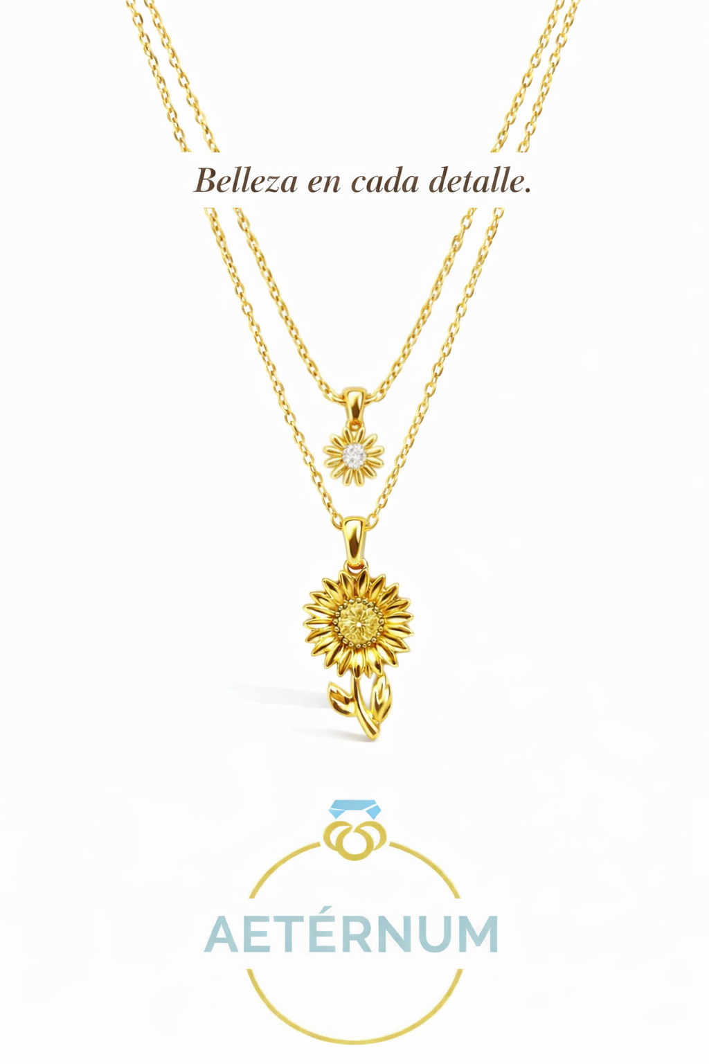 Collar de girasol doble🌻 |Baño de oro