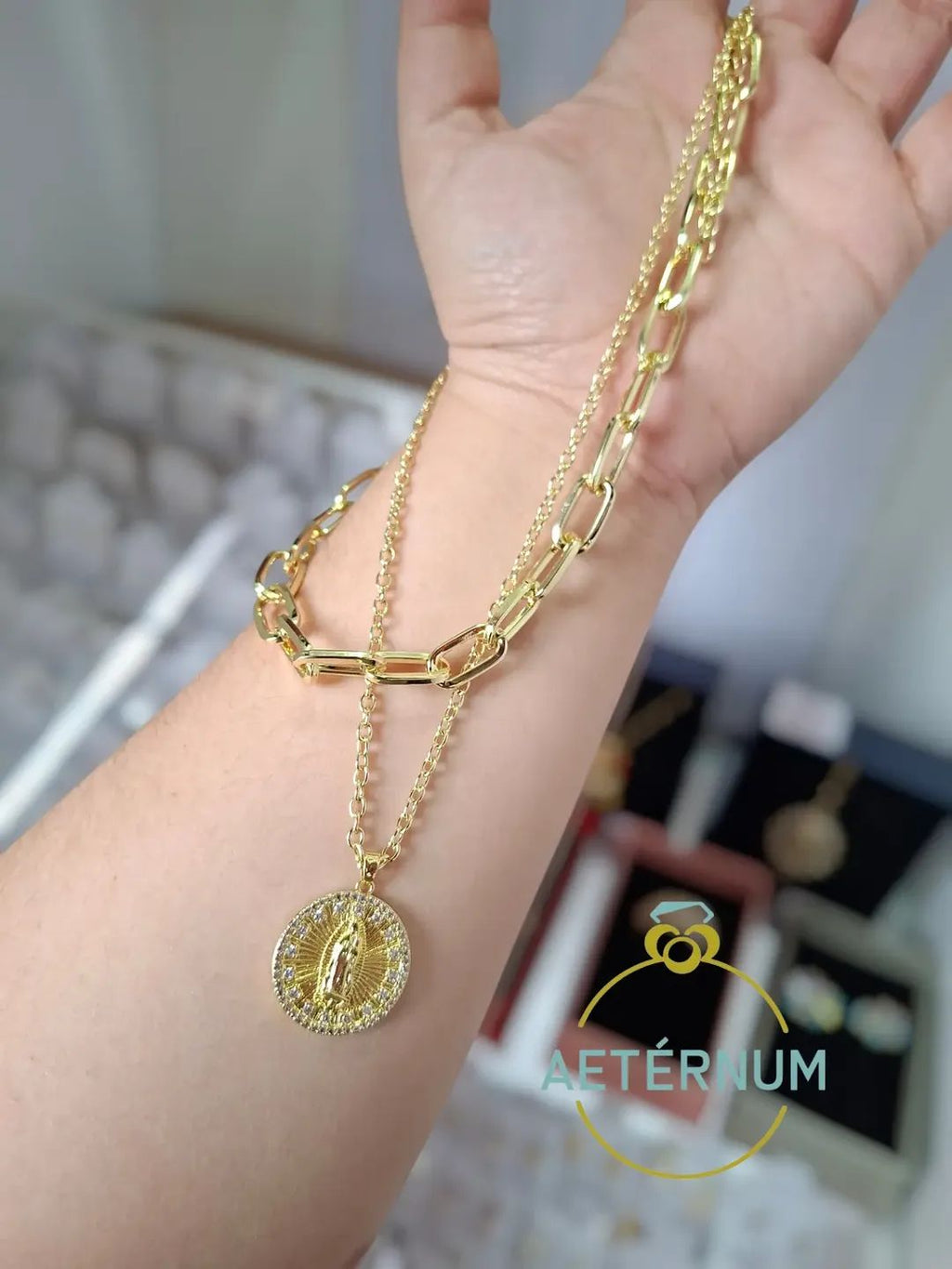 Collar Doble Virgen de Guadalupe 🙏| Baño de oro
