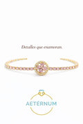 Pulsera Encanto Rosa 💖| Baño de oro